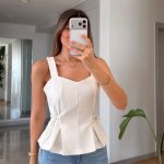 White Peplum Sleeveless Top
