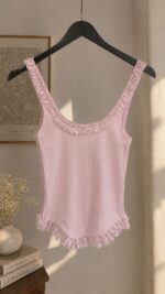Light Pink Ruffle Trim Tank Top - Image 2