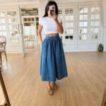 Blue Denim Midi Skirt