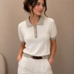 White T-Shirt With Gray Overlay