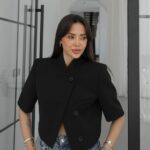 Black Short Sleeve Cropped Blazer