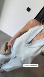 Light Wash Denim Halter Top - Image 7