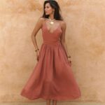 Brown Halter Top and Wide Leg Pants Set