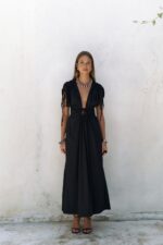 Black Short Sleeve Maxi Dress