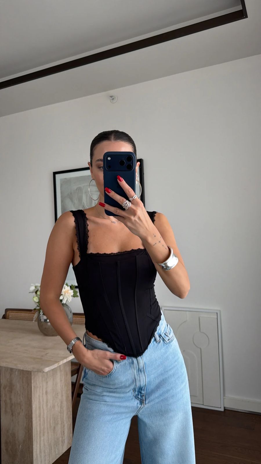50d0da8e-3e9f-48db-a4f6-95246d5e91a7 Black Lace Trim Corset Top - Image 1