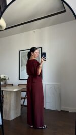 Burgundy Wide Leg Top and Pants Set - Image 3