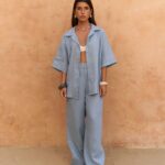 Light Blue Linen Shirt and Pants Set