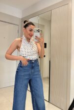 White Polka Dot Halter Top - Image 2