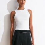 White Sleeveless Ribbed Tank Top