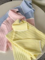 Pastel Knit Short Sleeve Polo Shirts