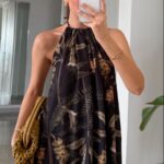 Black Halter Neck Floral Maxi Dress