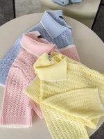 Pastel Knit Short Sleeve Polo Shirts - Image 7