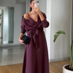 Burgundy Wrap Maxi Dress and Shirt Set