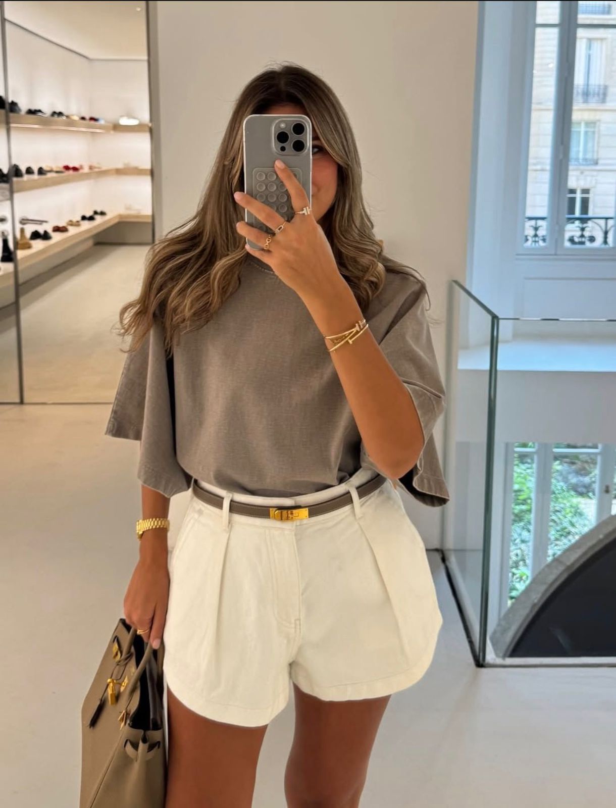 WhatsApp Image 2026-05-13 at 2.47.04 PM High Waist White Pleated Shorts - Image 1