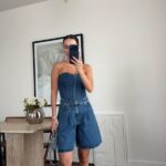 Denim Strapless Bermuda Shorts