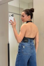 Black Polka Dot Halter Top - Image 2