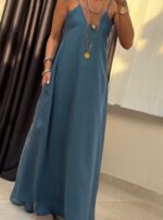 Blue Sleeveless Maxi Dress With Straps - Image 2