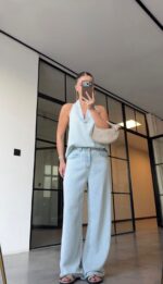 Light Wash Denim Halter Top - Image 8