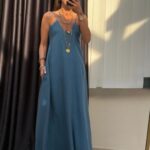 Blue Sleeveless Maxi Dress With Straps