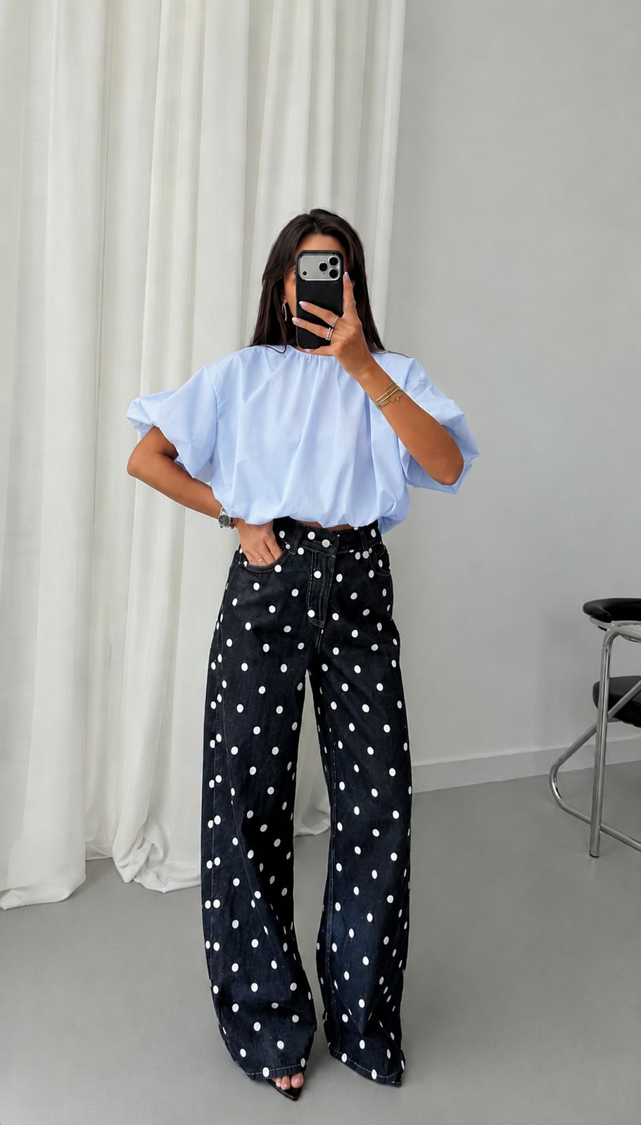 eeb6e84f-8d46-4e4c-8e04-0bedd96c7cd8 Light Blue Ruffle Top - Image 1