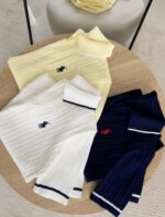 Cable Knit Short Sleeve Polo Shirts