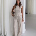 Natural beige linen set