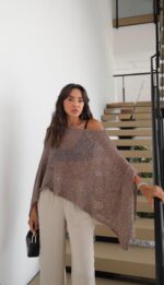 Brown Knit Poncho - Image 2