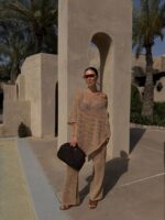 Beige Knit Beachwear Cover-Up Set