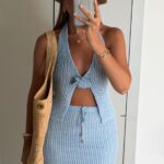 Light Blue Crochet Knit Coverup
