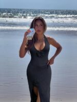Black Halter Knit Cover-Up Dress