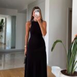 Black Sleeveless Maxi Dress With Embellished Neckline
