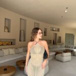 Beige Sheer Knit Halter Cover-Up Dress