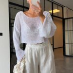 White Knit Cropped Sweater Top