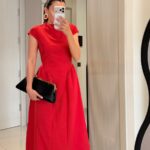 Women's Red Cap Sleeve Maxi Dress