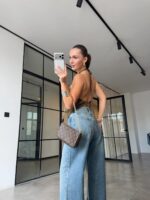 Brown Metallic Halter Neck Summer Top - Image 5