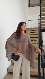 Brown Knit Poncho - Image 3
