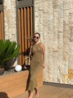 Olive Mesh Knit Swim Cover-Up Dress