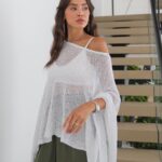 White Sheer Knit Off Shoulder Top