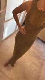 Olive Mesh Knit Swim Cover-Up Dress - Image 4