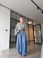 Light Blue Wide Leg Linen Pants - Image 2