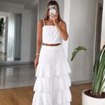 White Eyelet Crop Top and Skirt Set
