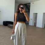 High Waist Wide Leg Beige Pants