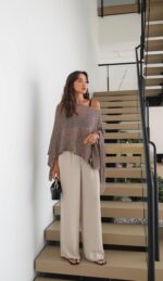 Brown Knit Poncho