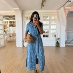 Blue Denim Shirt Dress With Belt