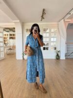 Blue Denim Shirt Dress With Belt