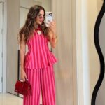 Pink Striped Sleeveless Top and Pants Set