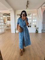 Blue Denim Shirt Dress With Belt - Image 2