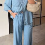 Light Blue Denim Shirt and Pants Set