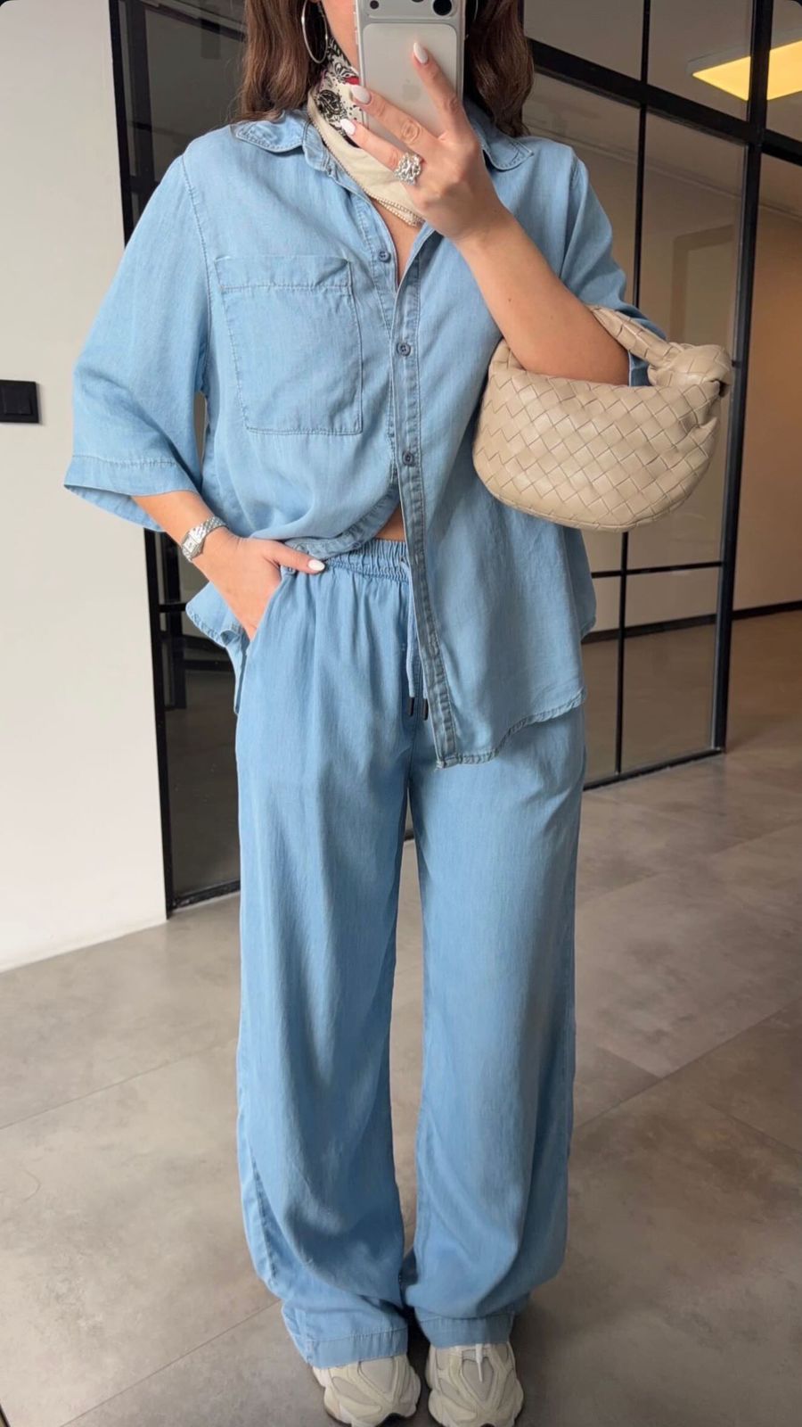 82b38c16-e9a1-41e4-a99f-698f1284c019 Light Blue Denim Shirt and Pants Set - Image 1