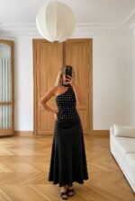 Black Polka Dot One Shoulder Top - Image 2